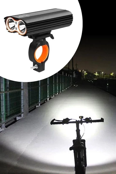 BUFFER® Şarj Göstergeli Uzun Menzil Su Geçirmez LED Bisiklet Feneri 1600 Lumen - 7