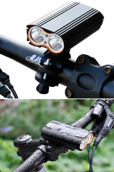BUFFER® Şarj Göstergeli Uzun Menzil Su Geçirmez LED Bisiklet Feneri 1600 Lumen - 10