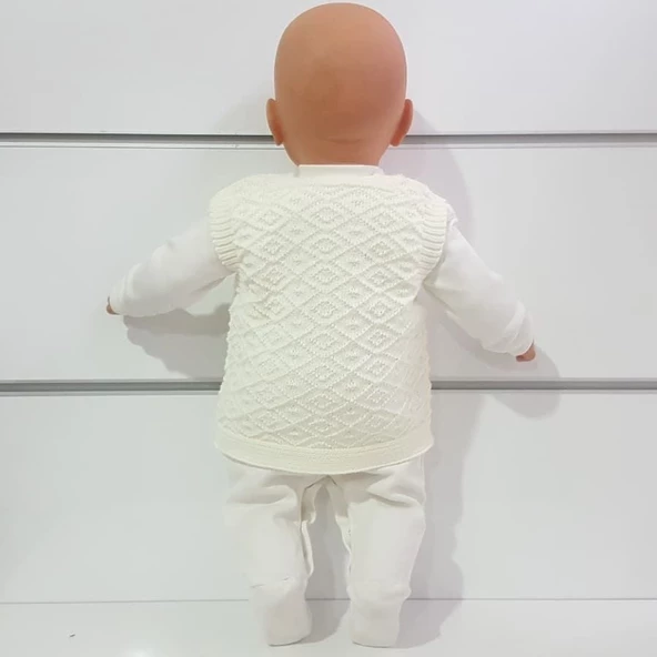 Triko Krem Bebek Yelek - 4