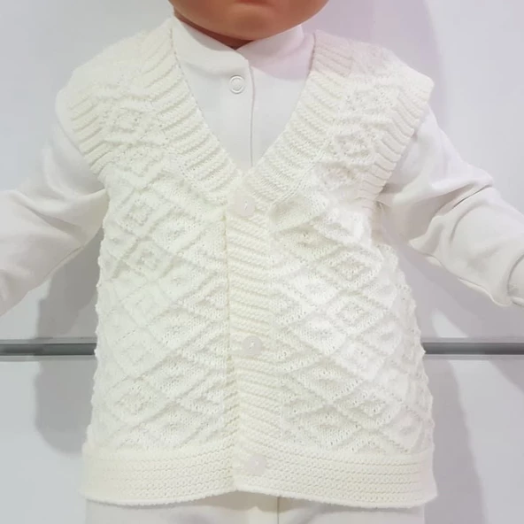 Triko Krem Bebek Yelek - 3