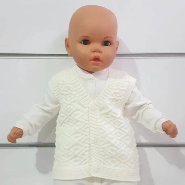 Triko Krem Bebek Yelek - 2