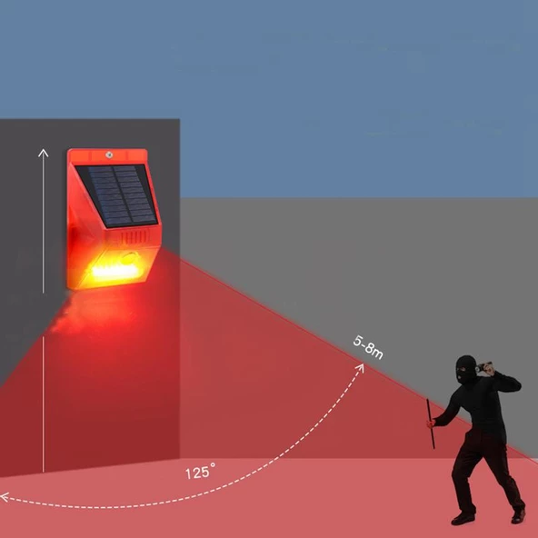 UpWay Güneş Enerjili Solar Sesli Alarm Sistemi 129 dB Sesli PIR Hareket Sensörlü Kumandalı - 4