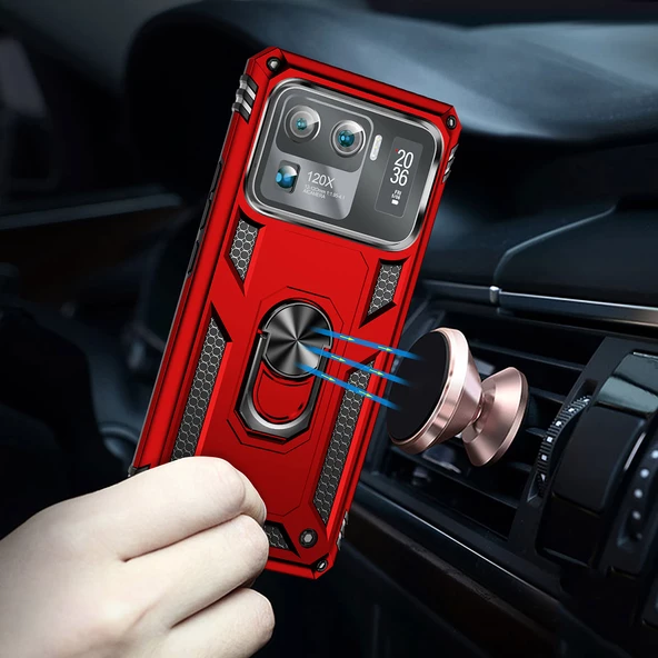 Xiaomi Mi 11 Ultra Kılıf Zore Vega Yüzük Standlı Zırh Kılıf - 6