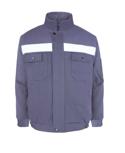 Kışlık İş Takımı Çok Cepli İç Yapısı Polarlı Reflektörlü İş Montu ve 7/7 İş Pantolonu  Gri Renk Yüzde Yüz Pamuk 3117-2958 - 5