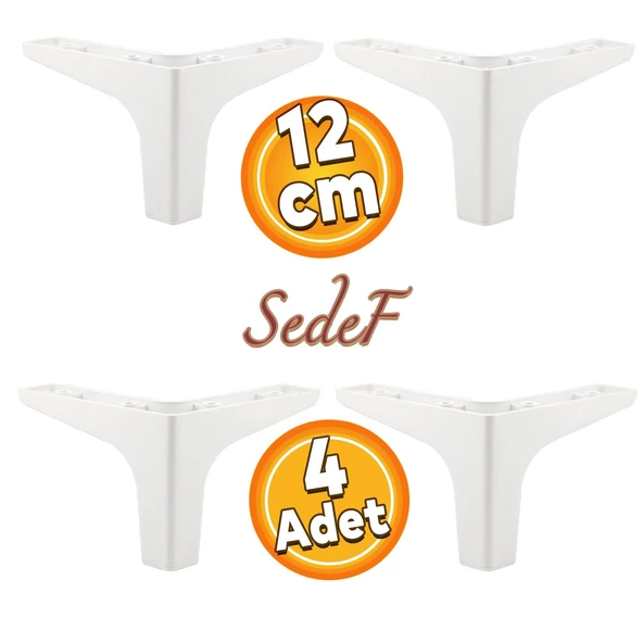 Sedef Lüks Mobilya Kanepe Sehpa Tv Ünitesi Koltuk Ayağı 12 Cm Beyaz Ayakları (4 ADET)