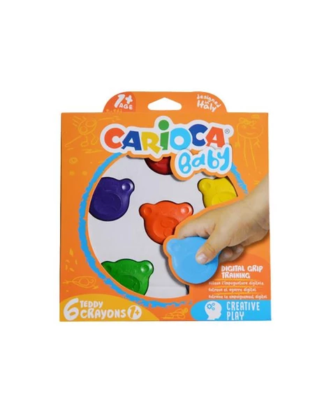 Carioca Teddy Şekilli Mum Boya - Carioca Teddy Keçeli Kalem - Carioca Wax Crayons 3 Adet Boyama Seti - 2