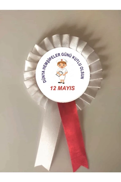 yıldızkurdelaankara 12 Mayıs Dünya Hemşireler Günü Kutlu Olsun Saten Kokart 10 Adet - 2