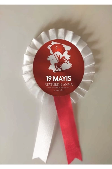 yıldızkurdelaankara 19 Mayıs Atatürk'ü Anma Gençlik Ve Spor Bayramı Saten Kokart 10 Adet - 2