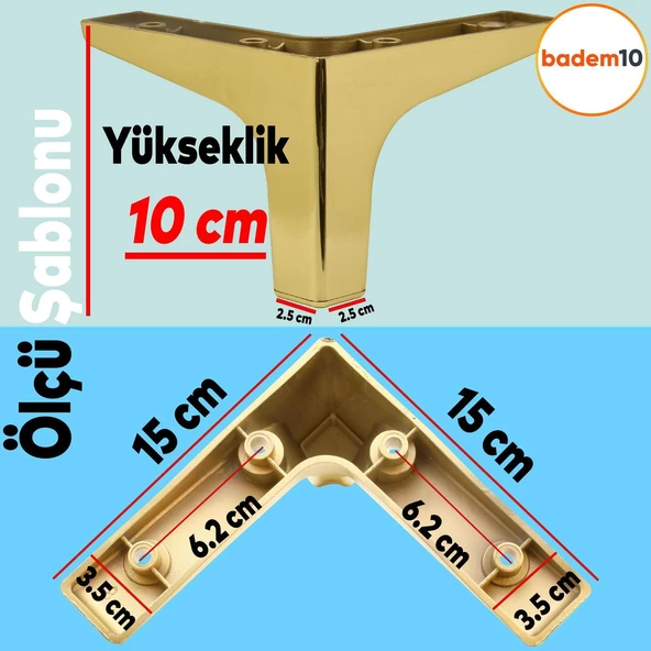 Sedef Lüks Mobilya Kanepe Sehpa Tv Ünitesi Koltuk Ayağı 10 Cm Plastik Gold Ayakları (4 ADET) - 2