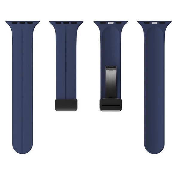 Polham Apple Watch 1,2,3,4,5,6,7,8 için 38-40-41MM Uyumlu Silikon Kayış, Manyetik Tokalı Kordon - 3