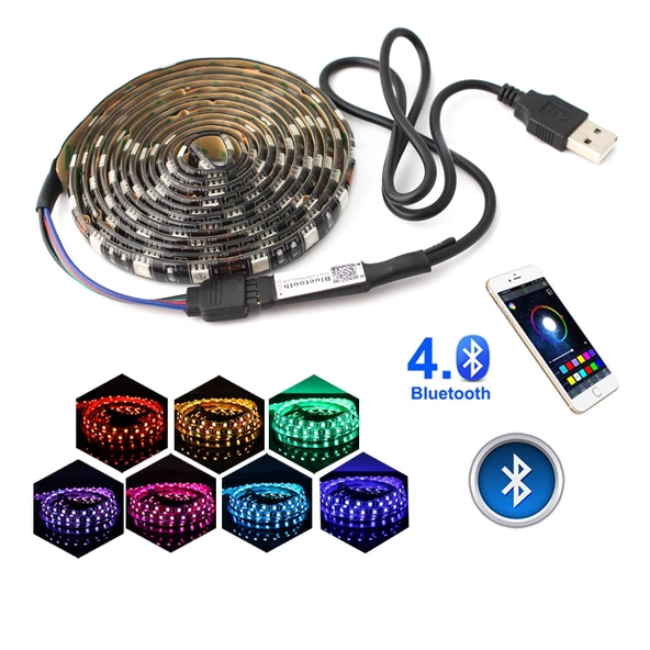 TriLine Bluetooth TV Arkası RGB Usb Şerit Led Aydınlatma 16 Renk