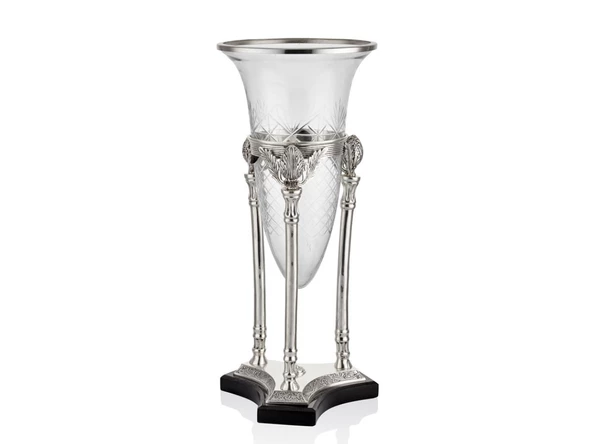Lamedore Zeus Konik Camlı Silver Büyük Boy Vazo 25.5 x 25.5 x 59.5 Cm - 1