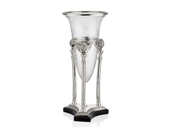 Lamedore Zeus Konik Camlı Silver Büyük Boy Vazo 25.5 x 25.5 x 59.5 Cm - 2