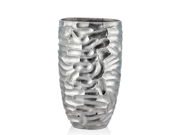 Lamedore Comb Gümüş Büyük Vazo 22 x 27 x 43 Cm - Resim 2