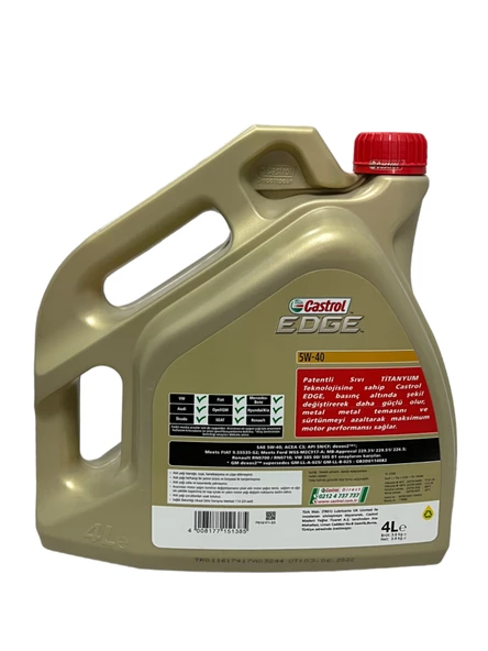 Castrol Edge 5W-40 Tam Sentetik Motor Yağı 4 Litre - 3