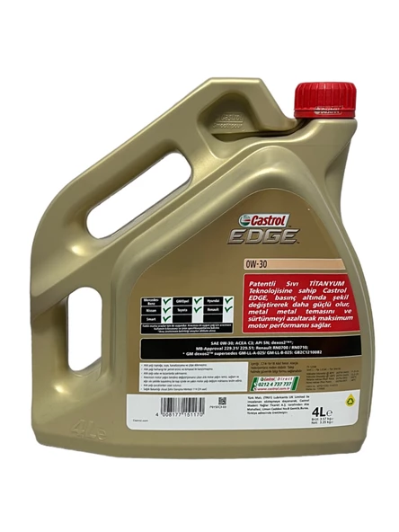 Castrol Edge 0W-30 Tam Sentetik Motor Yağı 4 Litre - 3