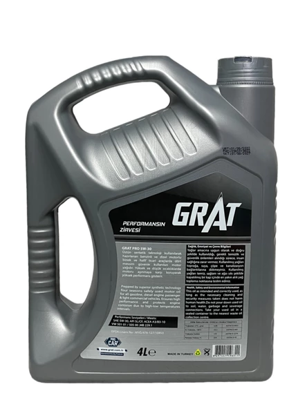 Grat Pro 5W-30 Tam Sentetik Motor Yağı 4 Litre - 3