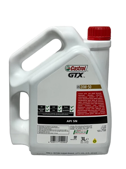 Castrol GTX 20W-50 Motor Yağı 3 Litre - Resim 3