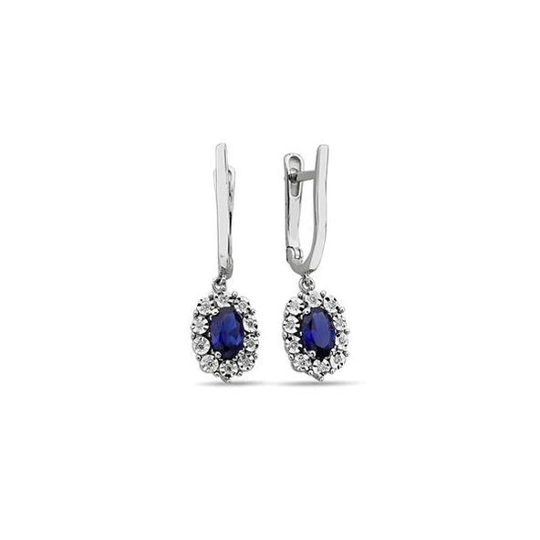 1,11 KARAT PIRLANTALI SAFİR OVAL KÜPE