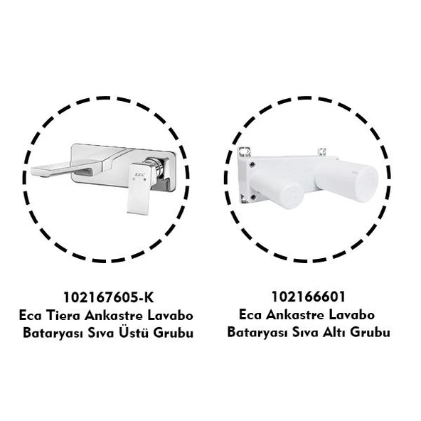 Eca Tiera Ankastre Gömme Lavabo Bataryası Set (102167605-K+102166601)