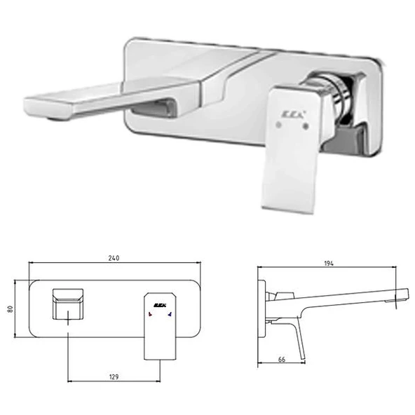 Eca Tiera Ankastre Gömme Lavabo Bataryası Set (102167605-K+102166601) - 2