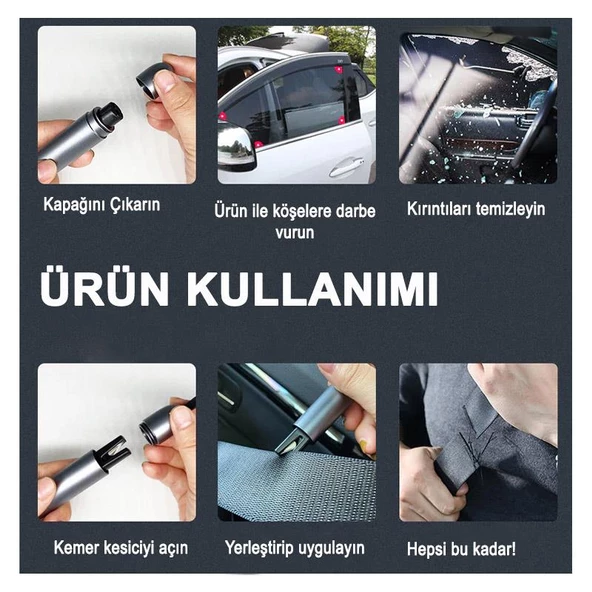Coofbe 2in1 Araç Pencere Cam Kırıcı Ve Emniyet Kemer Kesici Araç Pencere Camı Ve Emniyet Kemeri Kesici - 12
