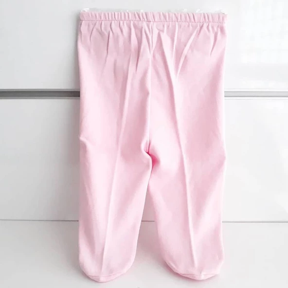 Patikli Pembe Tek Alt Bebek Penye Pantolon - 4