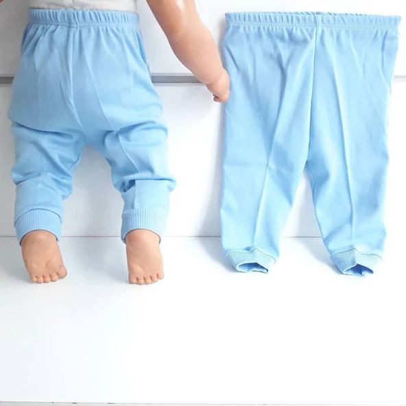 Sade Mavi Tek Alt Bebek Penye Pantolon - 2