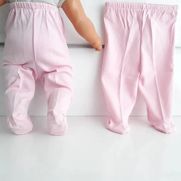 Patikli Pembe Tek Alt Bebek Penye Pantolon - 2