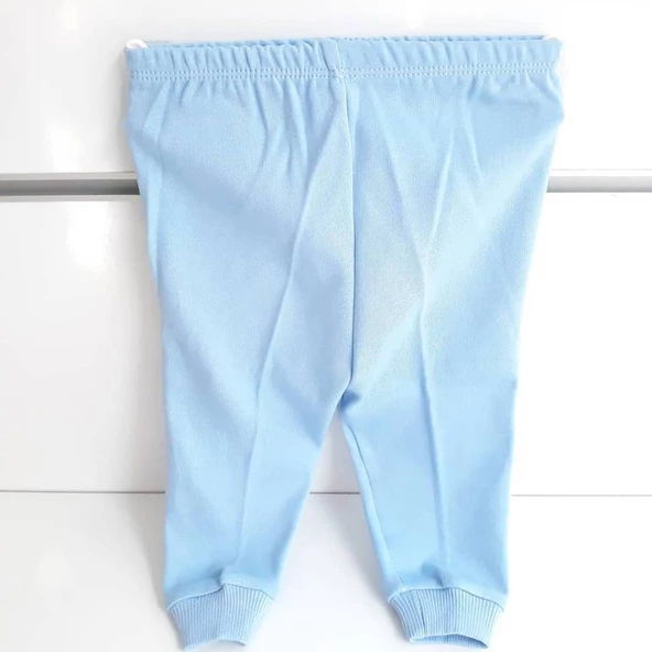 Sade Mavi Tek Alt Bebek Penye Pantolon - 4