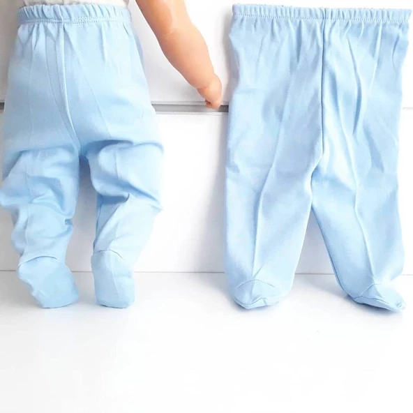 Patikli Mavi Tek Alt Bebek Penye Pantolon - 2
