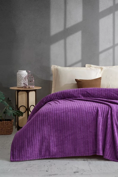 Cotonila Comfy Çizgili Wellsoft Çift Kişilik Battaniye 153-99-1463 - 9