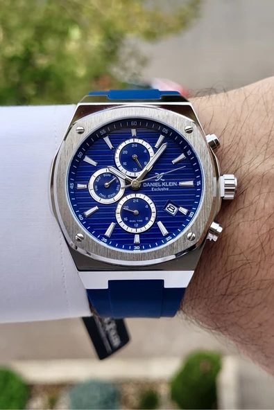 Daniel Klein DKISTE730 Kasası Gümüş Kordonu Lacivert Renk Büyük Kasa Erkek Kol Saati - Resim 2