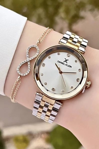 Daniel Klein DKISTE723 Kadranı Gümüş Kordonu Gold Gümüş Renk Kadın Kol Saati ve Bileklik - Resim 2