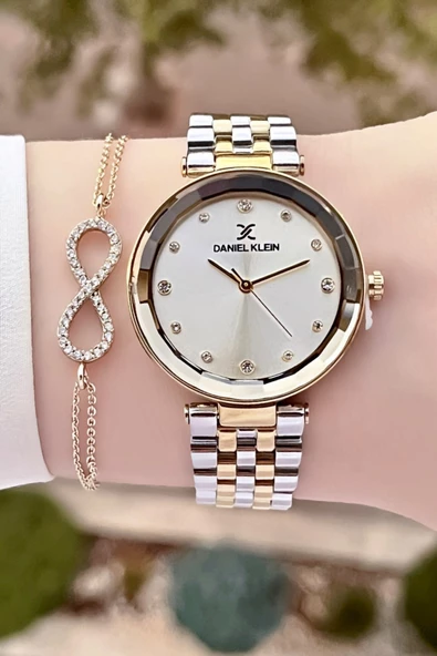Daniel Klein DKISTE723 Kadranı Gümüş Kordonu Gold Gümüş Renk Kadın Kol Saati ve Bileklik - Resim 3