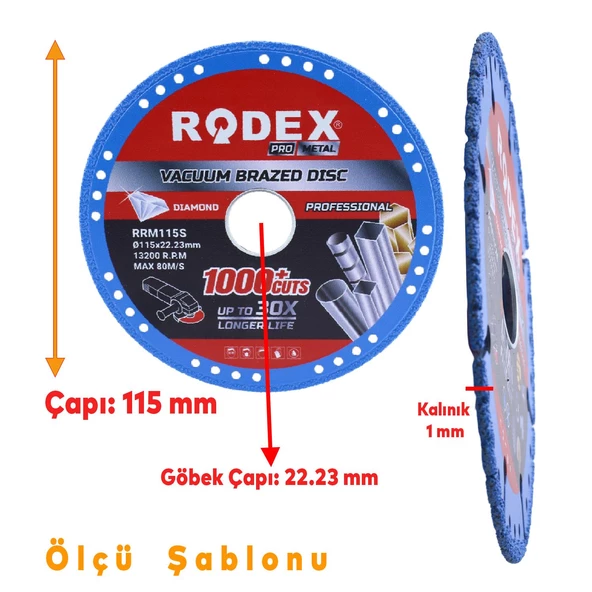 Rodex Vakum Kaynaklı Elmas Testere Sağlam Uzun Ömürlü Çok Amaçlı Kesme Disk Diski 115 mm RRM115S - 3