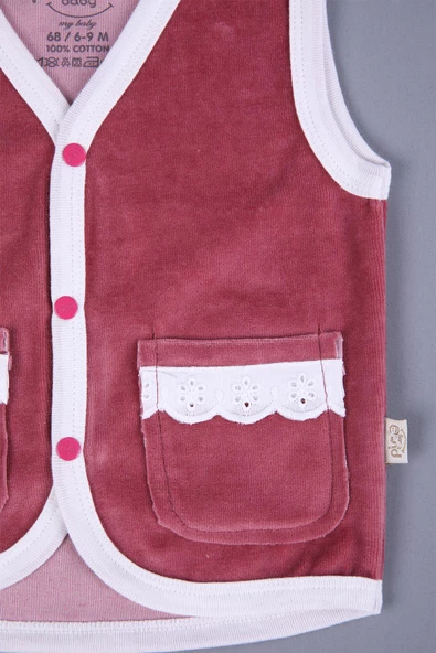 Babyhola Kadife Cepli Bebek Çocuk Yelek 1701 - 11