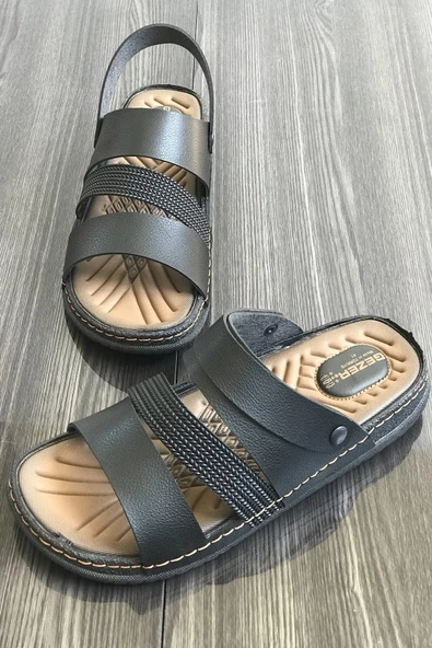 Moda Ayakkabı 5203 Erkek Siyah Sandalet Terlik