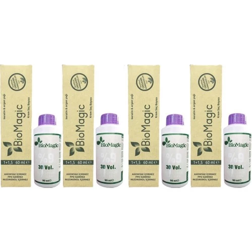 Bio Magic Biomagic Organik Amonyaksız Saç Boyası (Gri)+Oksidan (4 Adet) ürün görseli