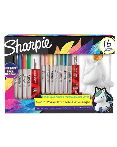 Sharpie Fine Markör Kumbara Hediyeli 16lı Set Tek Boynuz