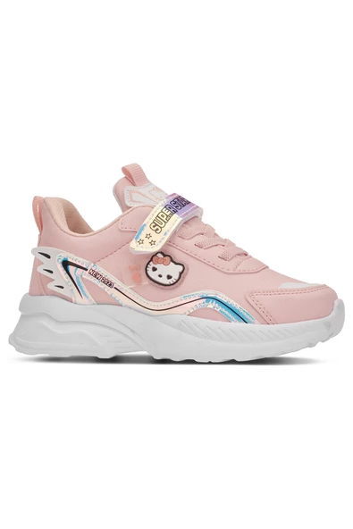 Günlük Kız Çocuk Sneaker Lastik Bağcıklı Işıklı Hologram Cırtlı Hafif Hello Kitty Ayakkabı 1907