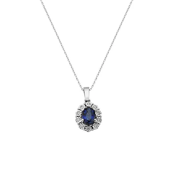 1,42 Karat Pırlantalı Safir Taşlı Kolye