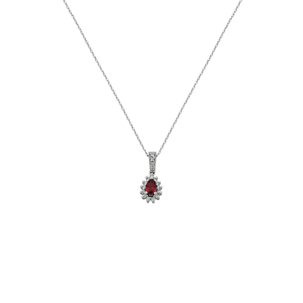 0,36 Karat Pırlantalı Yakut Damla Taşlı Kolye