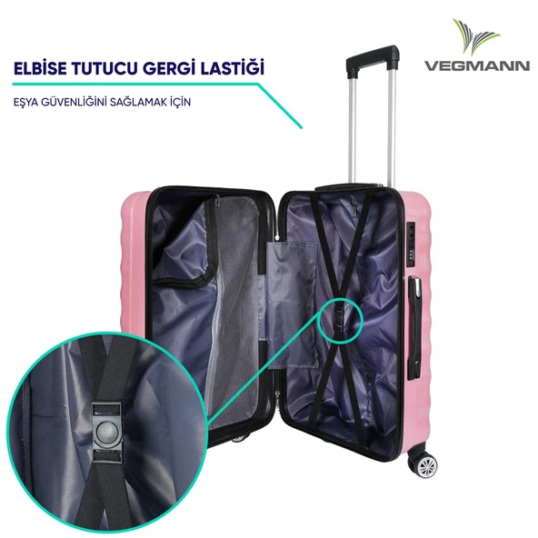 Vegmann Delphin Pembe Orta Boy Valiz - Resim 4