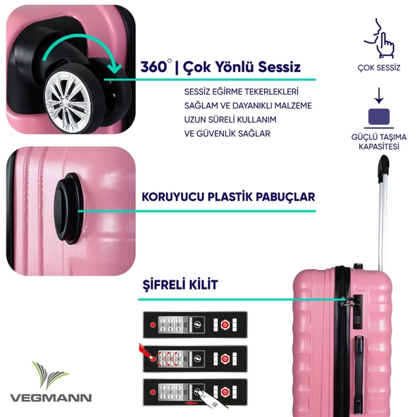 Vegmann Delphin Pembe Orta Boy Valiz - Resim 3