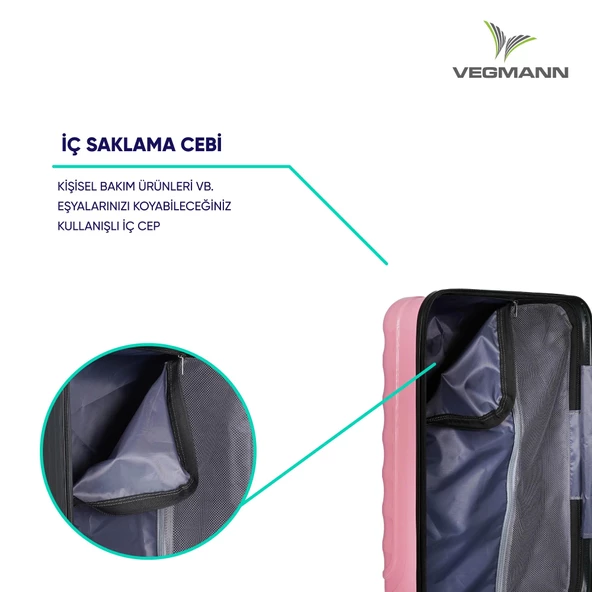 Vegmann Delphin Pembe Orta Boy Valiz - Resim 6