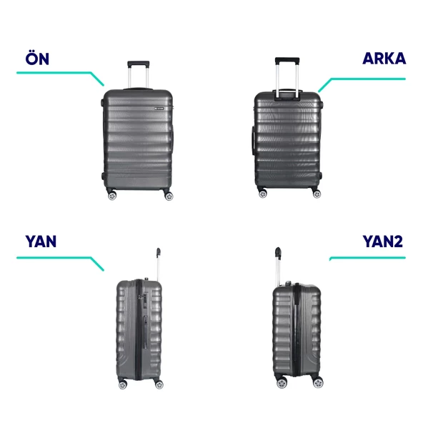 Vegmann Delphin Antrasit Büyük Boy Valiz - Resim 8