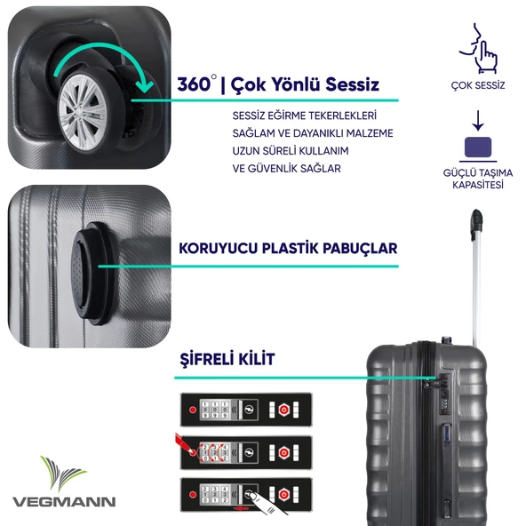 Vegmann Delphin Antrasit Kabin Boy Valiz - 3