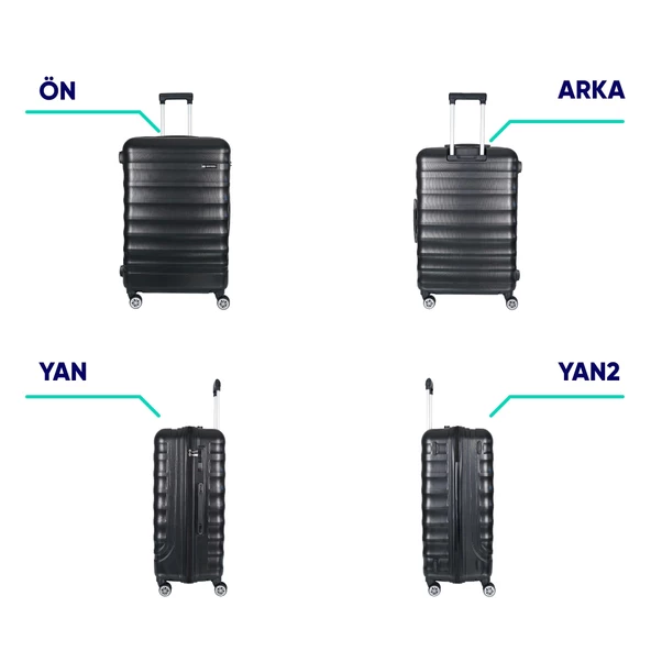 Vegmann Delphin Siyah Büyük Boy Valiz - Resim 7