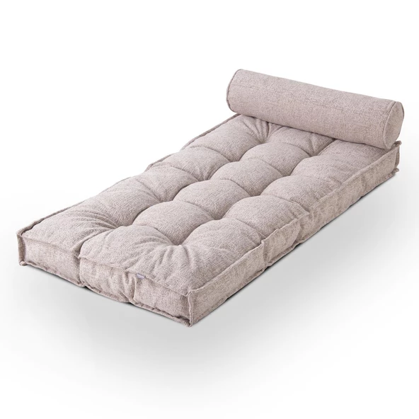 Homedius Sofa Buklet Kapitoneli Yer-Sedir Minderi  Açık Kahverengi Çift - 2